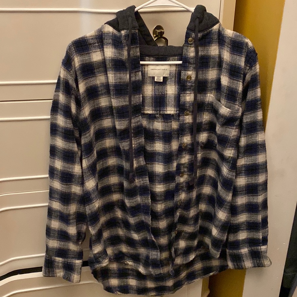 american eagle hooded flannel